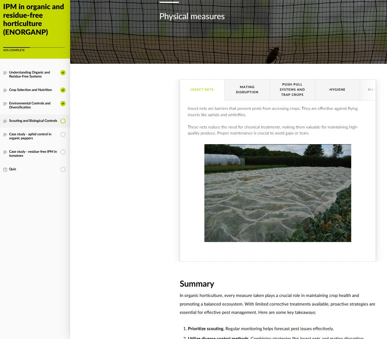 IPM in organic and residue-free crops (ORGAEN0425)